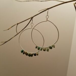 Handmade Emerald Green Hoop Earrings